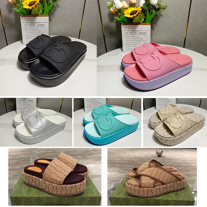 مصمم صندل النساء الرجال المطاط الجلود الشريحة صندل فستان حذاء أسافين صندل شاطئ النعال منصة الصيف الفاخرة