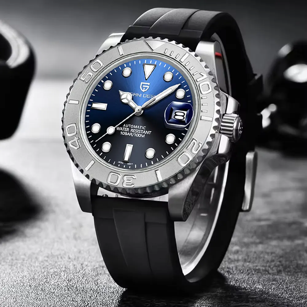 PAGANI DESIGN Nieuwe Automatische Herenhorloge Saffierglas 40mm Mechanisch Horloge Roestvrij Staal 100M Waterdicht Klok Horloge Mannen gift