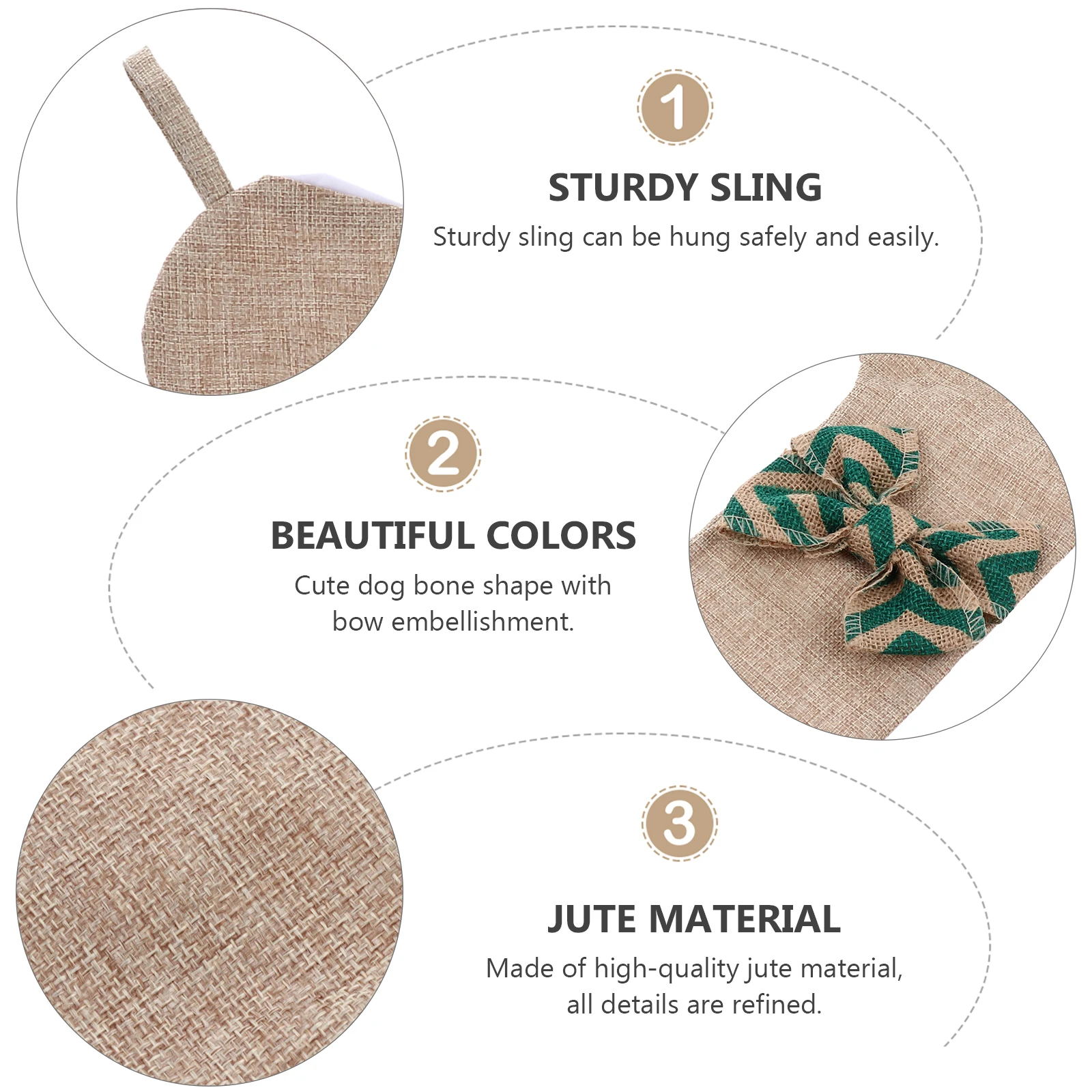 

Christmas Stocking Pendant Decor Dog Bone Xmas Pet Stockings Burlap Wavy Pattern