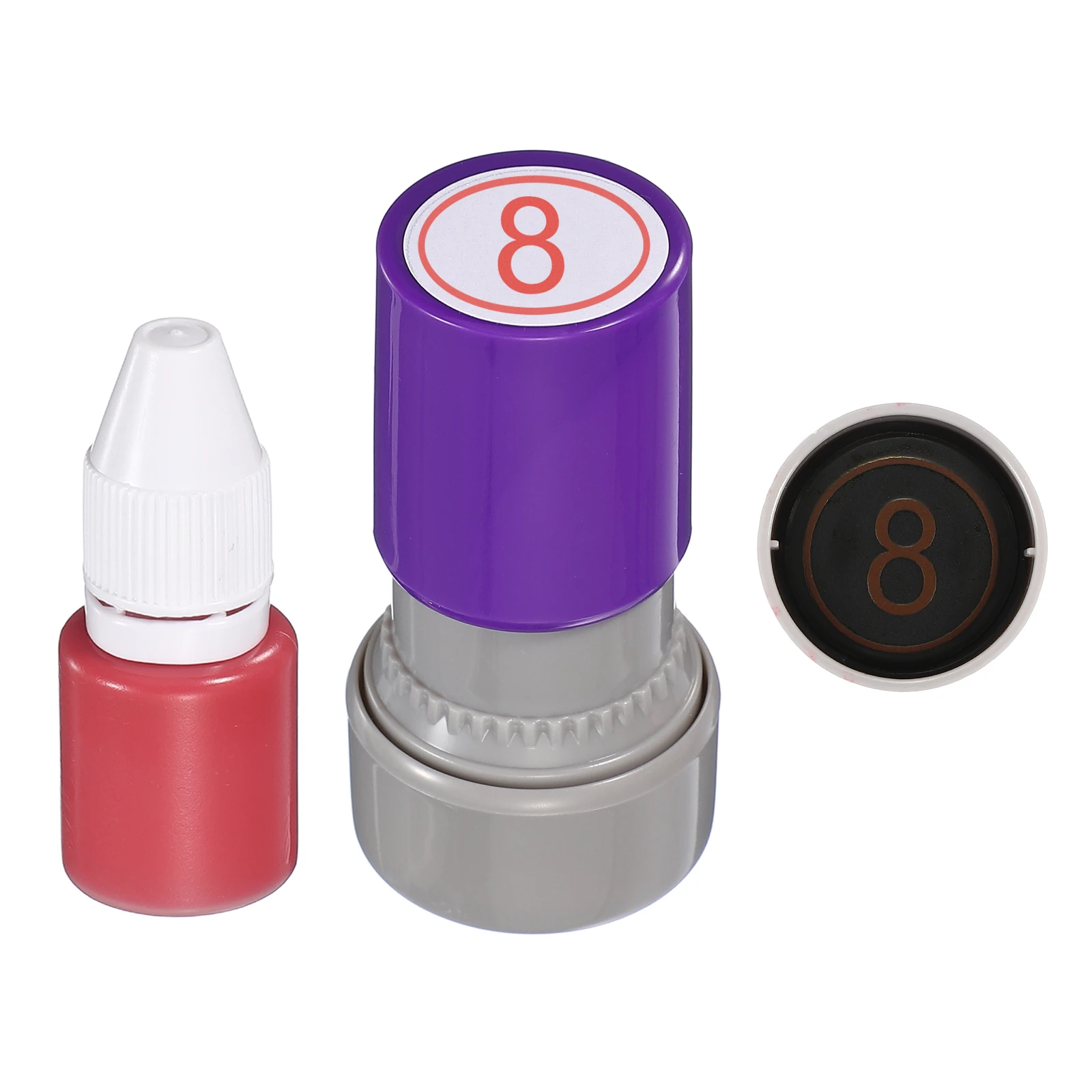 Uxcell 20mm Self Inking Number Stamps Numeral with Ring 20 Digital Stamps with Refill Red Ink for Notebook Scrapbooking DIY
