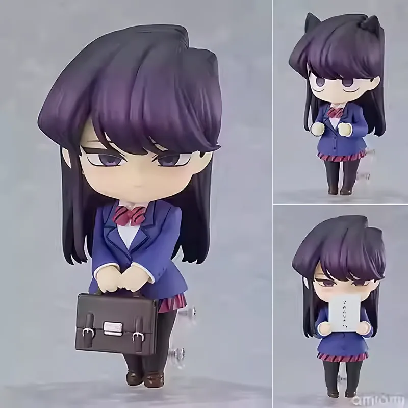 Anime Komi Can't Communicate Q-Version Bewegliche Actionfigur mit Austauschbaren Gesichtern Sammlerstück Modell Desktop-Ornament Puppe