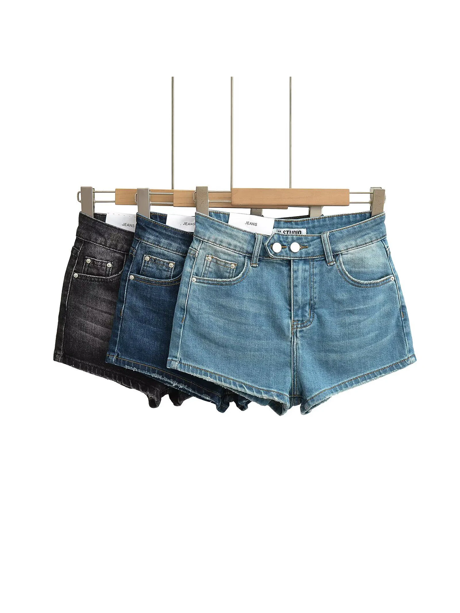 Women's Black Gothic Micro Denim Shorts Vintage Fashion Low Waist Mini Denim Hot Pants Y2K Gyaru Cowboy Pants for Women Summer