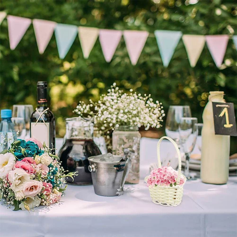 

6 Pcs Flower Baskets Flower Basket Model Plastic Simulation Rattan White Woven Wedding H Lightweight Decorative Storage