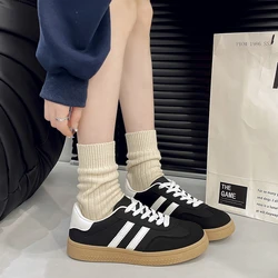 2025 New Spring Flat Luxury Shoes Women Classic Ladies Sneakers Women Leather Retro Low Cut Lace -up Casual Round Toe