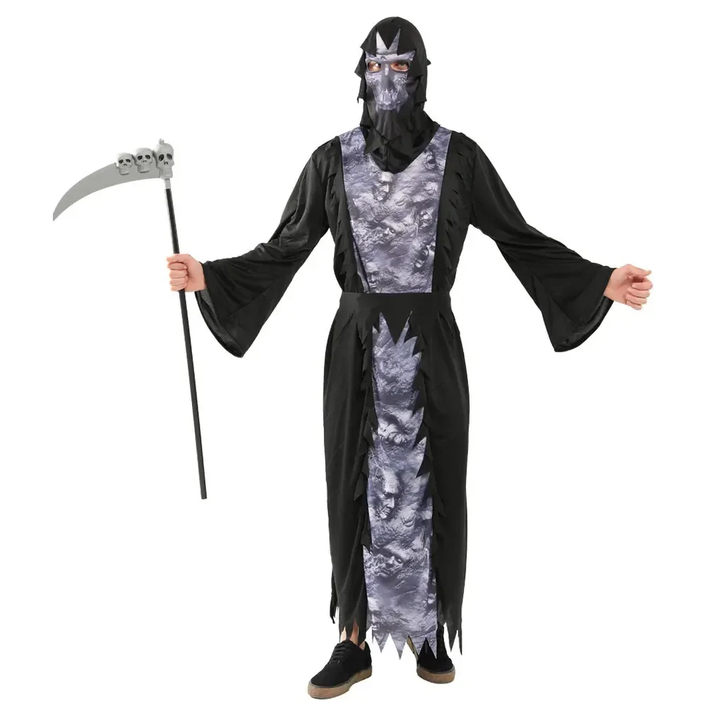 Adult Demon Costume Scary Monster Azrael Death Grim Reaper Halloween Costumes for Men