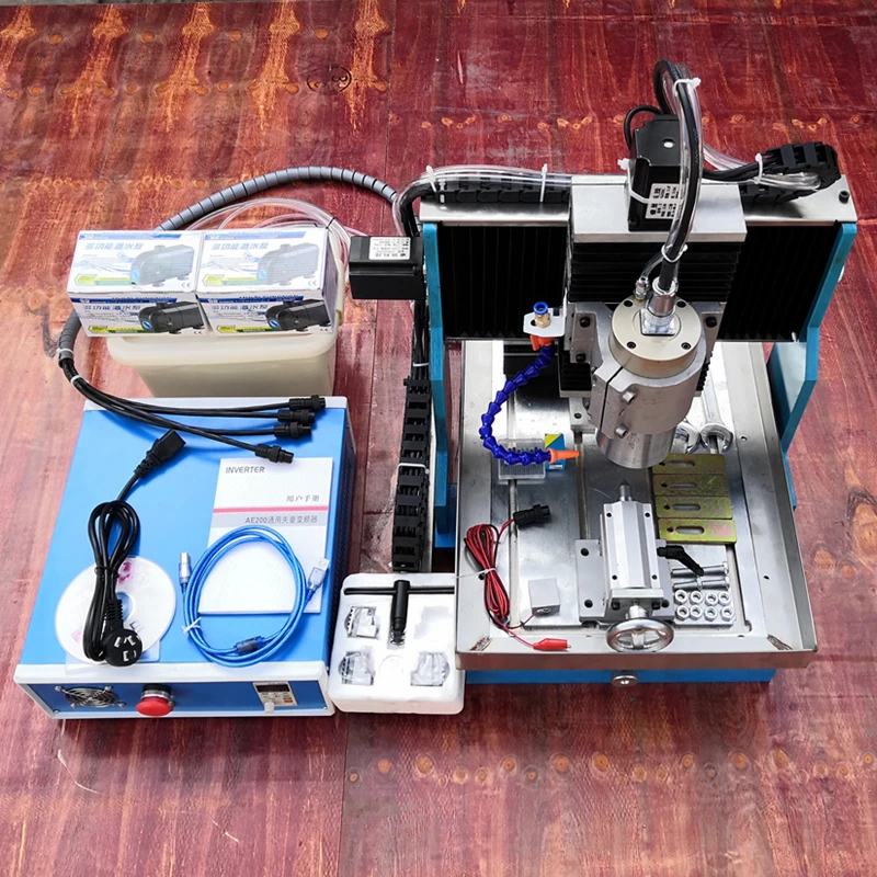 Imagem -03 - Cnc Gravura Máquina de Corte com Água de Refrigeração do Eixo Mesa de Trabalho de Aço Faça Você Mesmo Router 2.2kw 3040 6040 Eixos 1500w