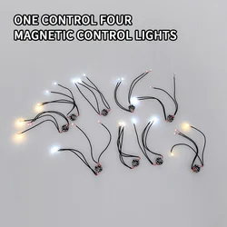 4-Heads Magnetic Control Lamp Diy Model Lights For Making Car/Robot Luminous Scene Layout Diorama Kit Wire Length 8CM