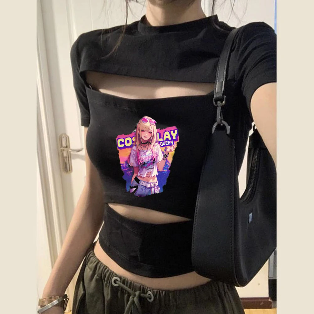 Marin Kitagawa cropped top female grunge streetwear gothic cheap japan top tees harajuku graphic manga korean fashion party