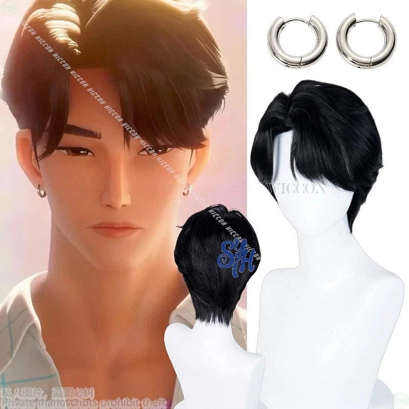 

Аниме Kpop Demon Косплей Saja Boys Jinu Hair Черные короткие парики Термостойкие парики из синтетических волос + шапочка для парика Хэллоуин Рождество