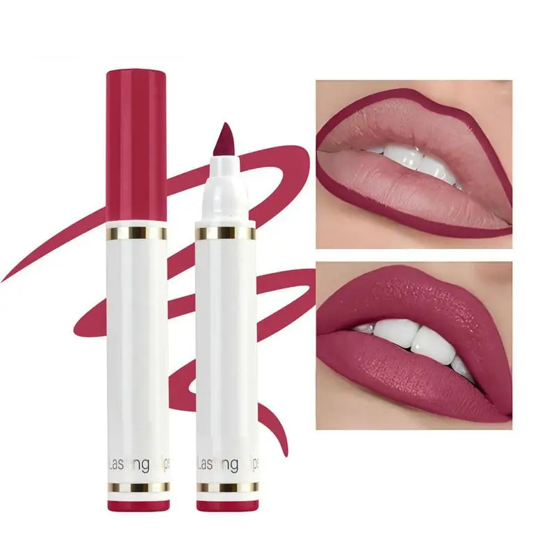 Lápiz labial mate de 6 colores, delineador de labios duradero, resistente al agua, Copa antiadherente, contorno de labios, Sexy, rosa, rojo, maquillaje