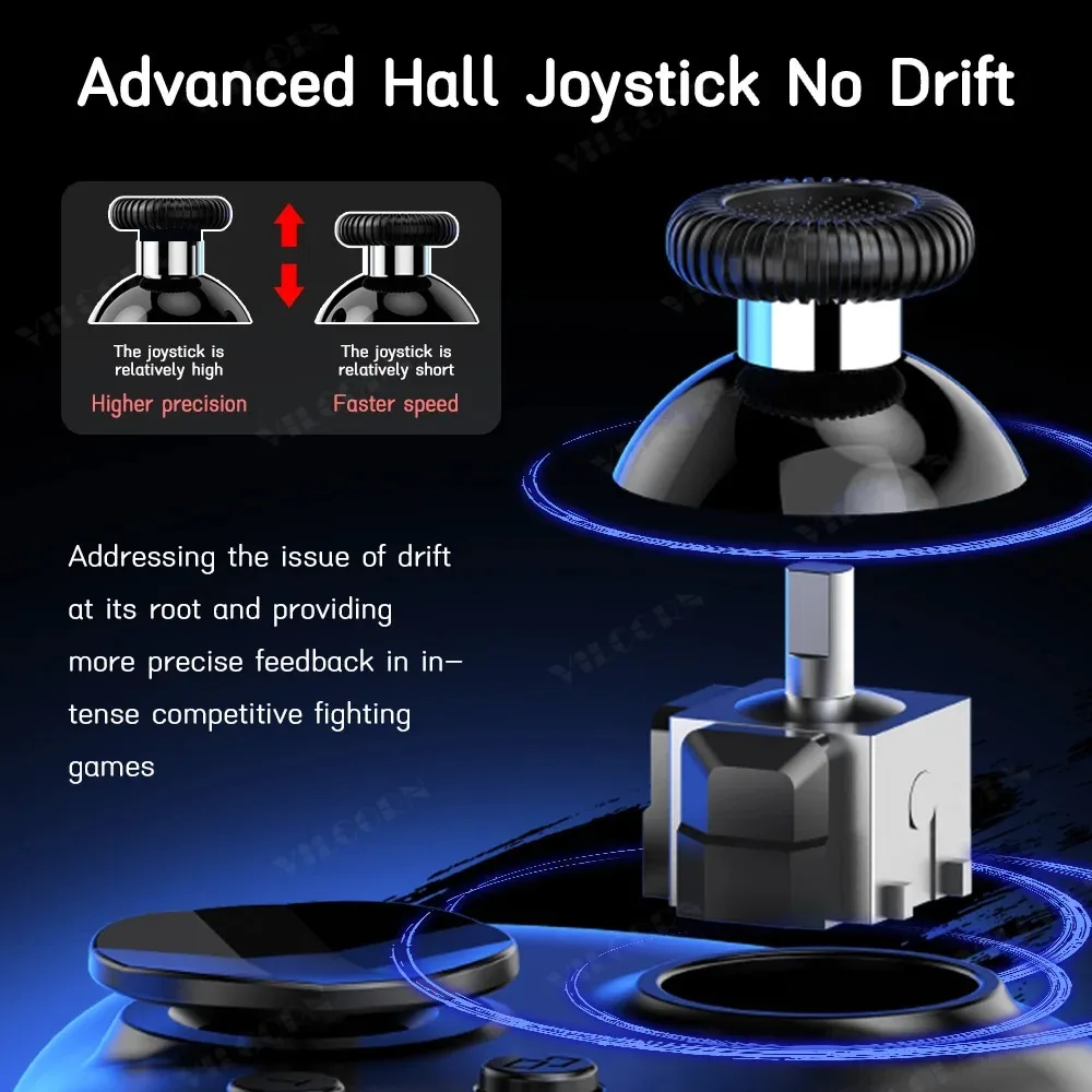 Wireless Fighting Game Controller Portable Gamepad 8-way Input for Sharp Diagonal for Switch1/2 PS3 PS4 PC Android with Hall Joystick M1/M2 Macro Back Keys SEGA Retro Style Controller