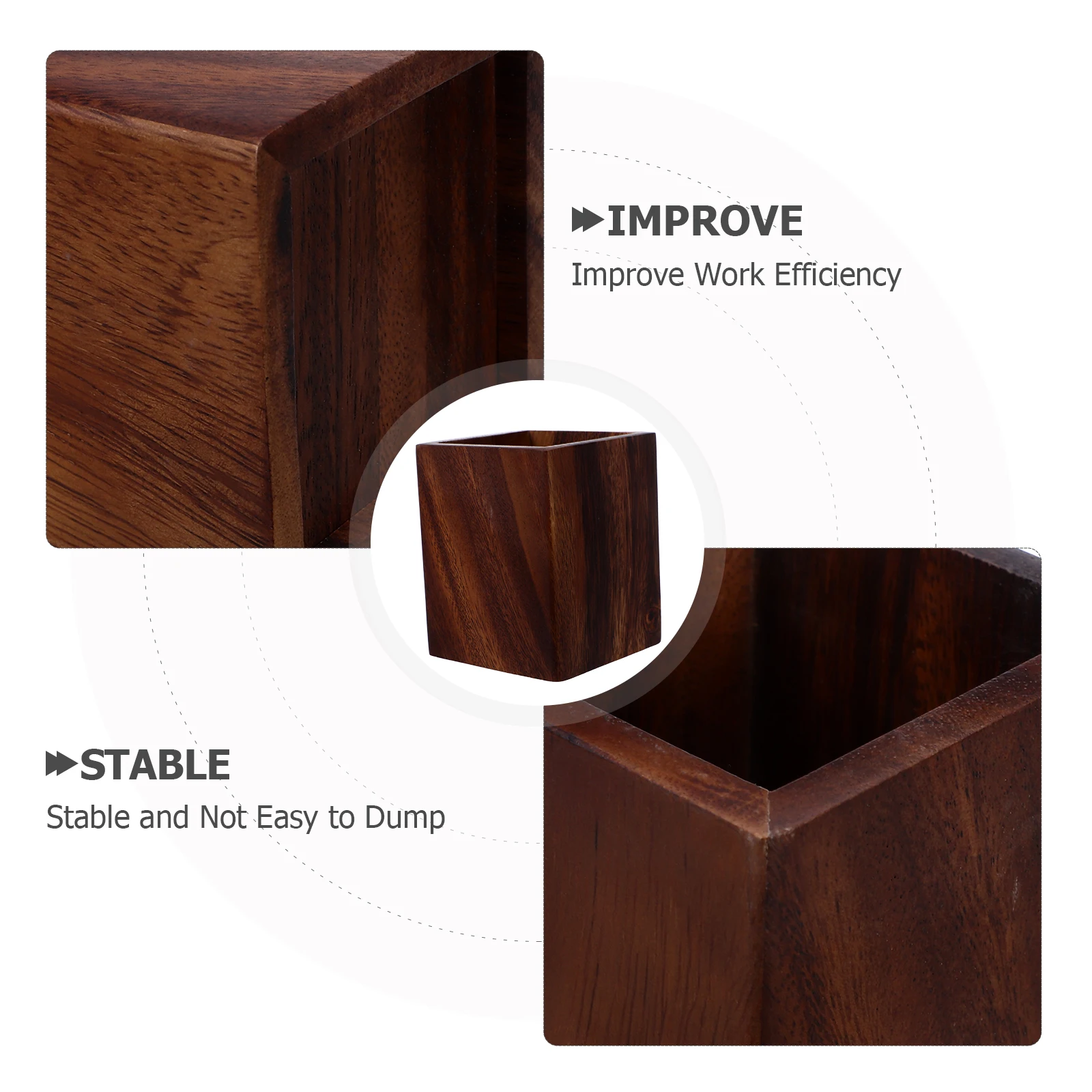 Organizer na długopisy z drewna orzechowego: ciemnobrązowy organizer na biurko do biura, szkoły, pojemnik na ołówki, rustykalny drewniany