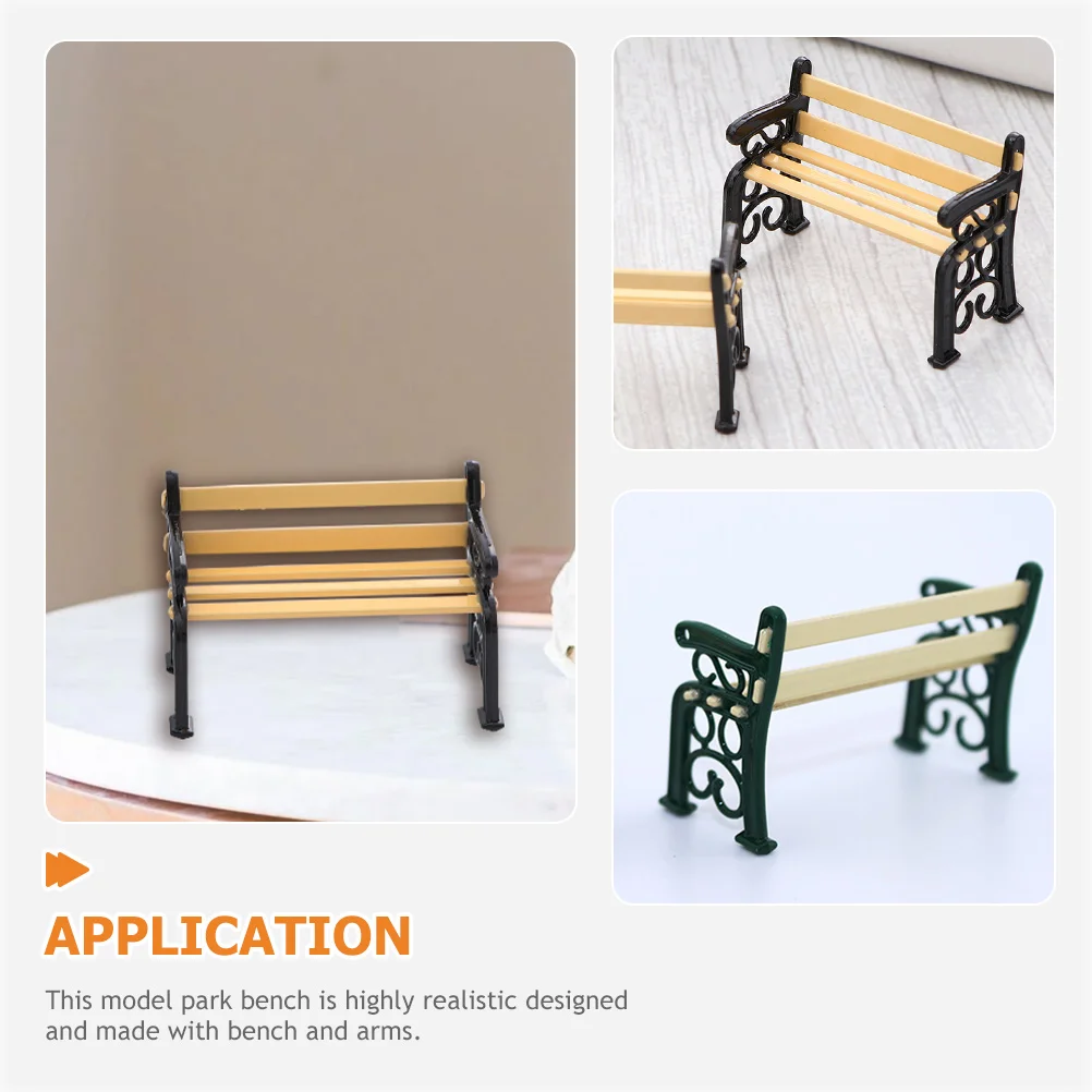 2 個ミニベンチハウス家具ドールハウスシート工芸品合金小型子供用