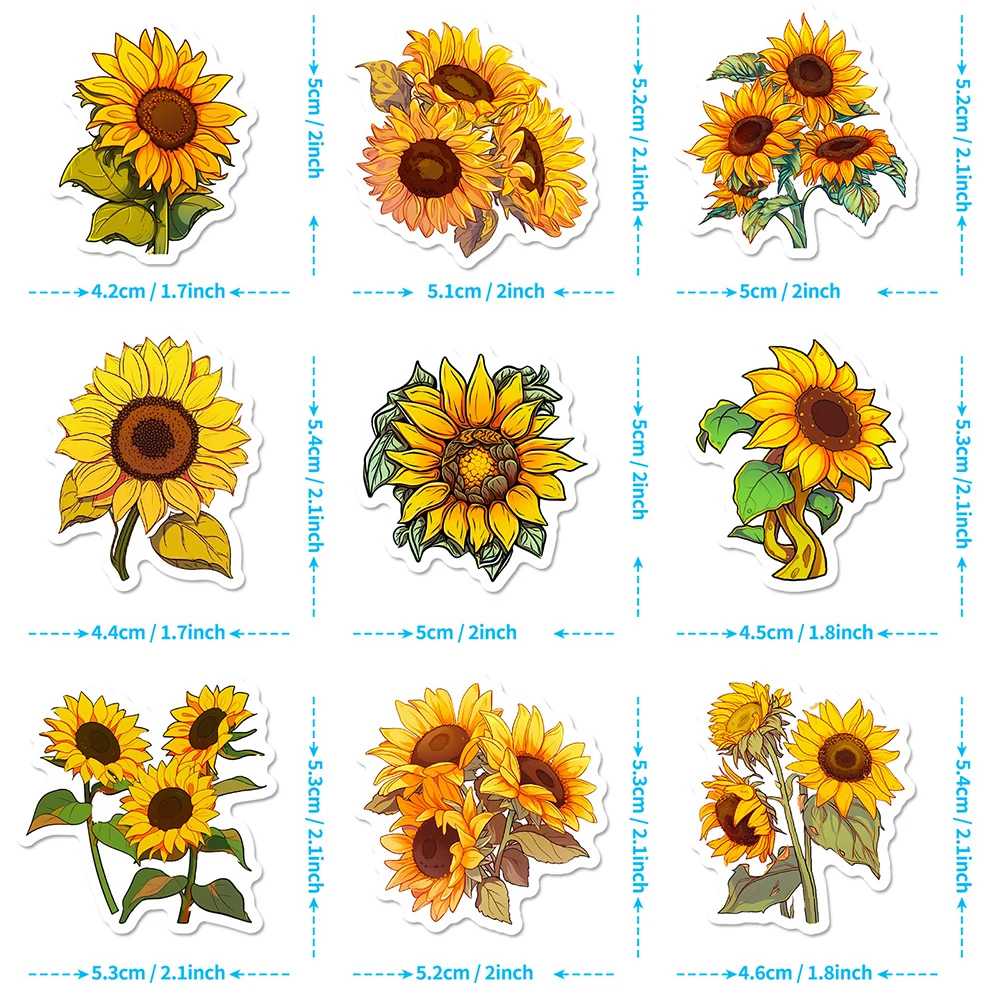 Pegatinas de dibujos animados para niños, calcomanías decorativas de 10/30/50 piezas, You Are My Sunshine, Sunflower, para ordenador portátil,