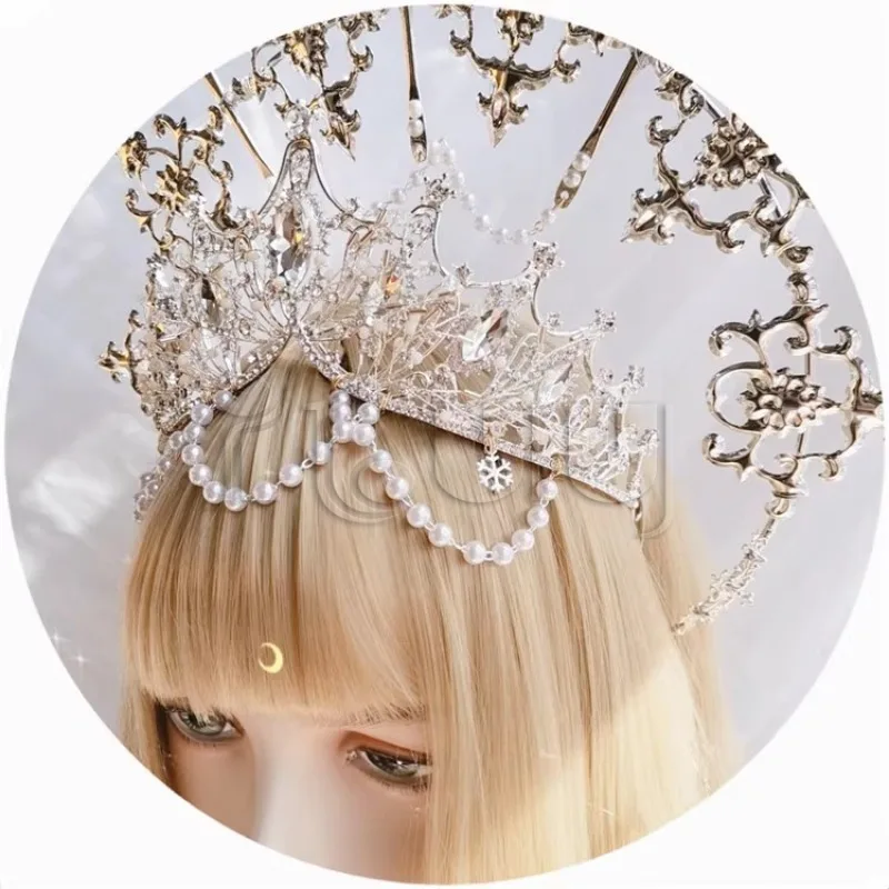 KC Halo couronne Lolita déesse du soleil vierge marie à pointes Halo mariée couronne casque Halloween Costume accessoires Baroque chapeaux