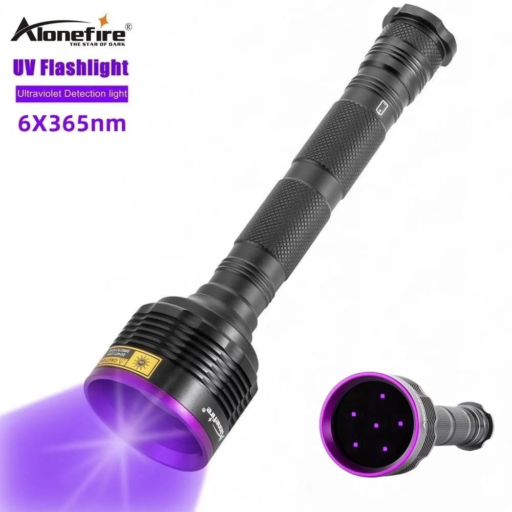 Alonefire 30W SV56 6x365nm Black Light UV Flashlight Ultraviolet or Dog Urine Pet Stains Anti-counterfeiting Identification Resi