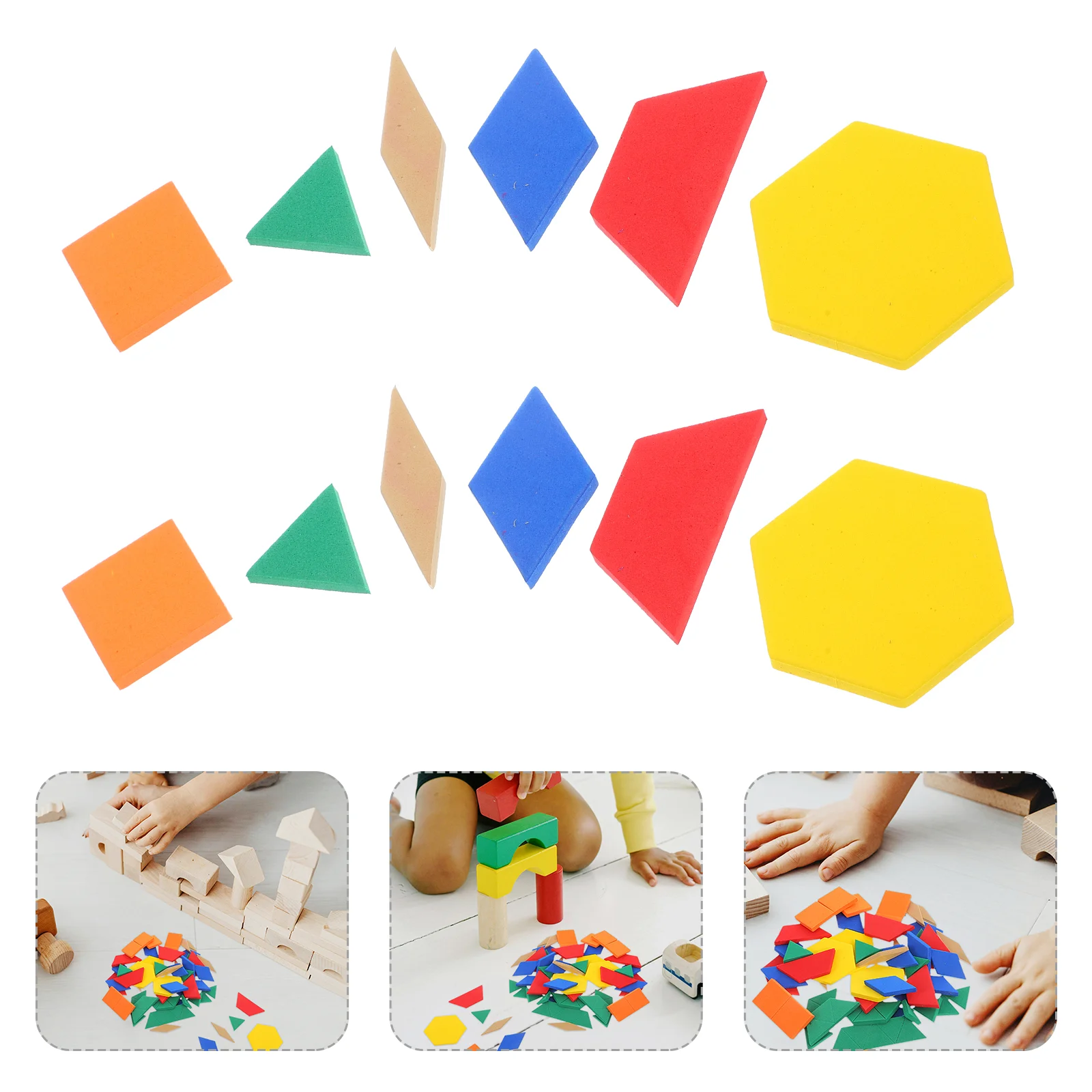 

64 Pcs Graphic Cognition Teaching Aids Toddler Pattern Blocks Tangram Puzzle Couch