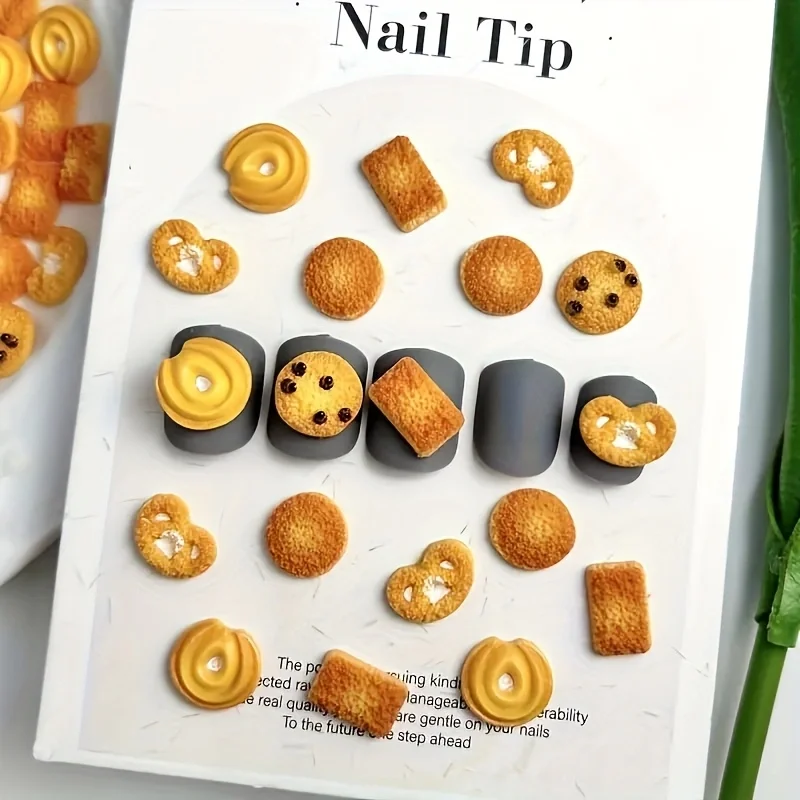 40 Glow-in-the-Dark Cookie-Style Resin Nail Art Charms, Various Designs, Suitable for DIY Handcrafting, Alcohol-Free Nail Art A