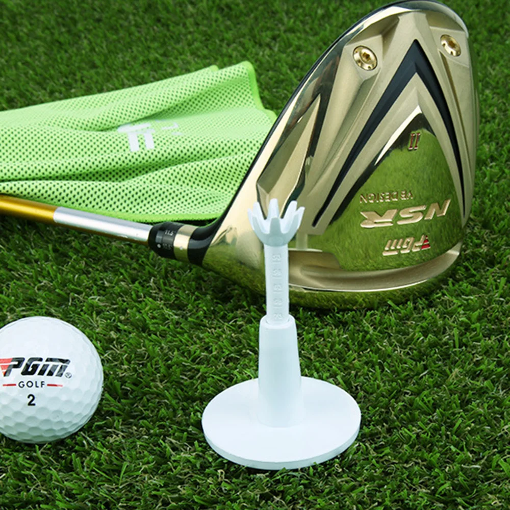 2pcs Golf Ball Tee Set, White Plastic Durable Soft Rubber Bendable Golf Tees Holder, Adjustable Height Practice Tees