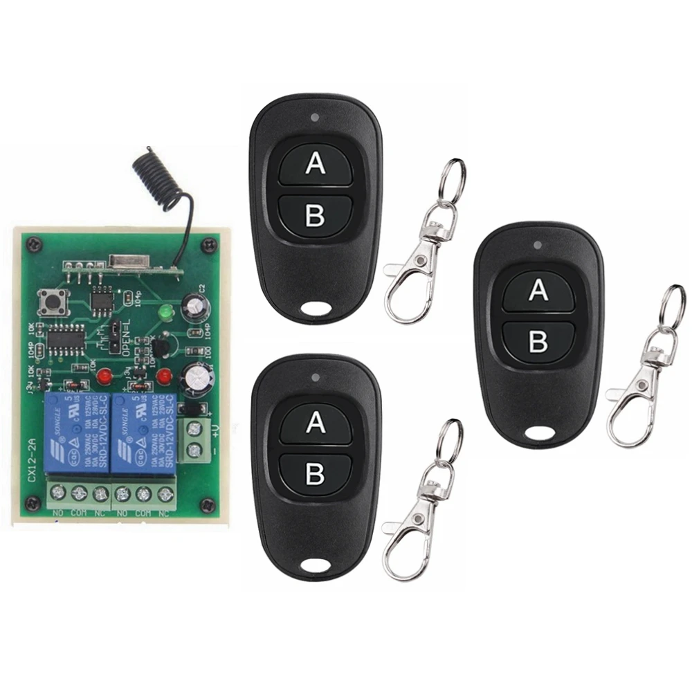 

433MHz DIY Wireless Switch DC 12V 2CH Relay Module And RF Transmitter For Remote Control Of Motor And Solenoid Valve Equipment