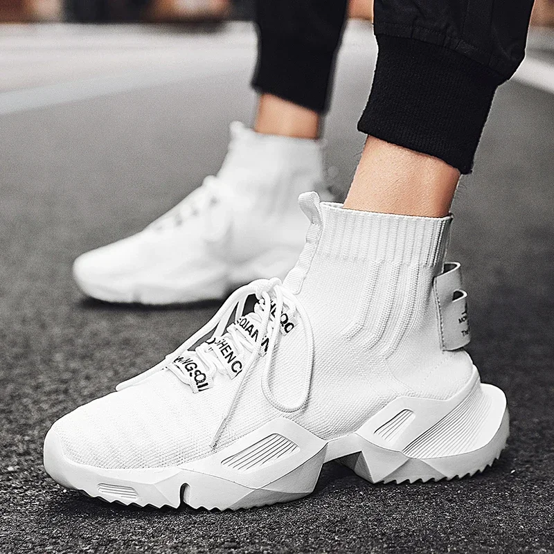 MAEDEF Men Shoes High Top Sneakers Soft Comfortable Casual Shoes Breathable Anti-slip Mens Sneakers Lace Up Outdoor Walking Shoe