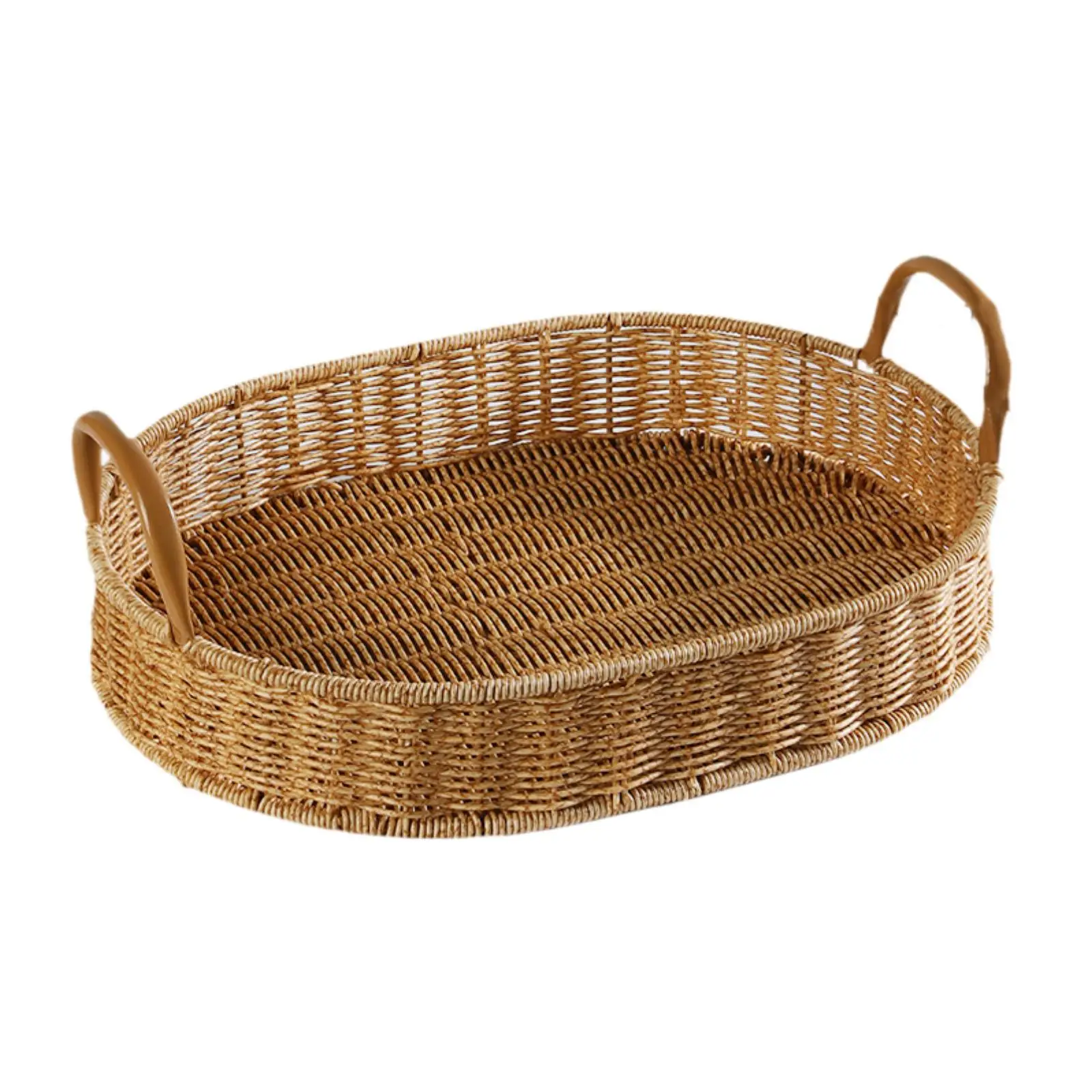 Imitation Rattan Severing Tray Tea Tray Bread Fruit Snack Platter Coffee Table