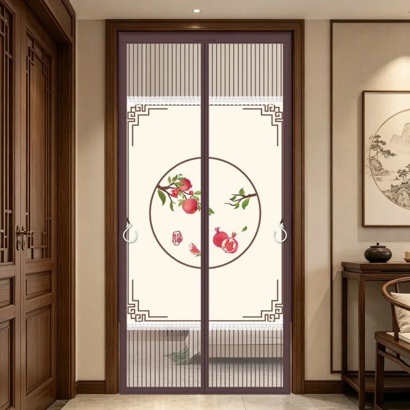 Self Sealing Thicken Magnetic Screen Door, Self-Adhesive No-Drill Installation,for Bedroom, Living Room,The Space And Convey Bl