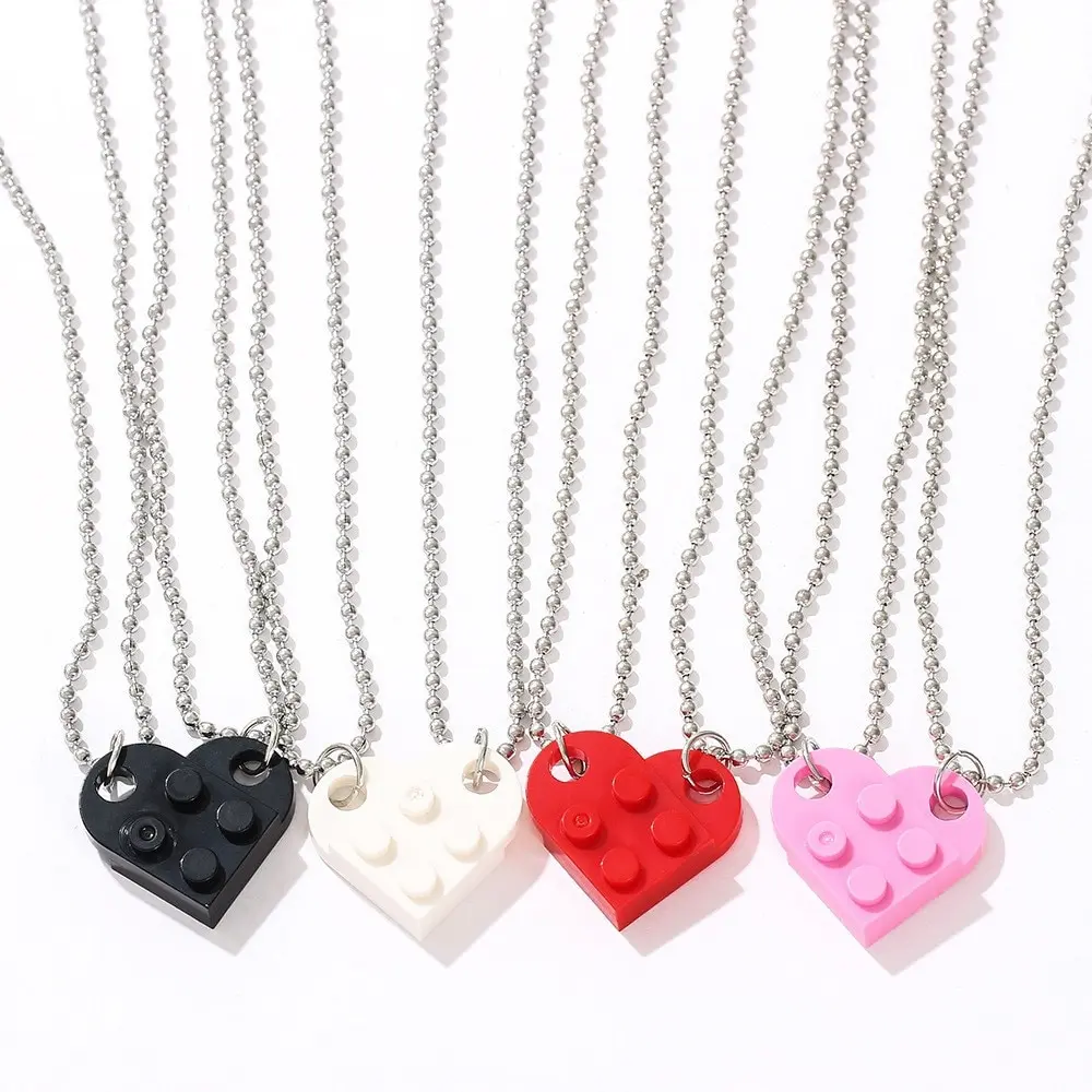 Multicolor Fashion New Couple Heart Creative Simple Love Pendant Double Layer Necklace for Men and Women