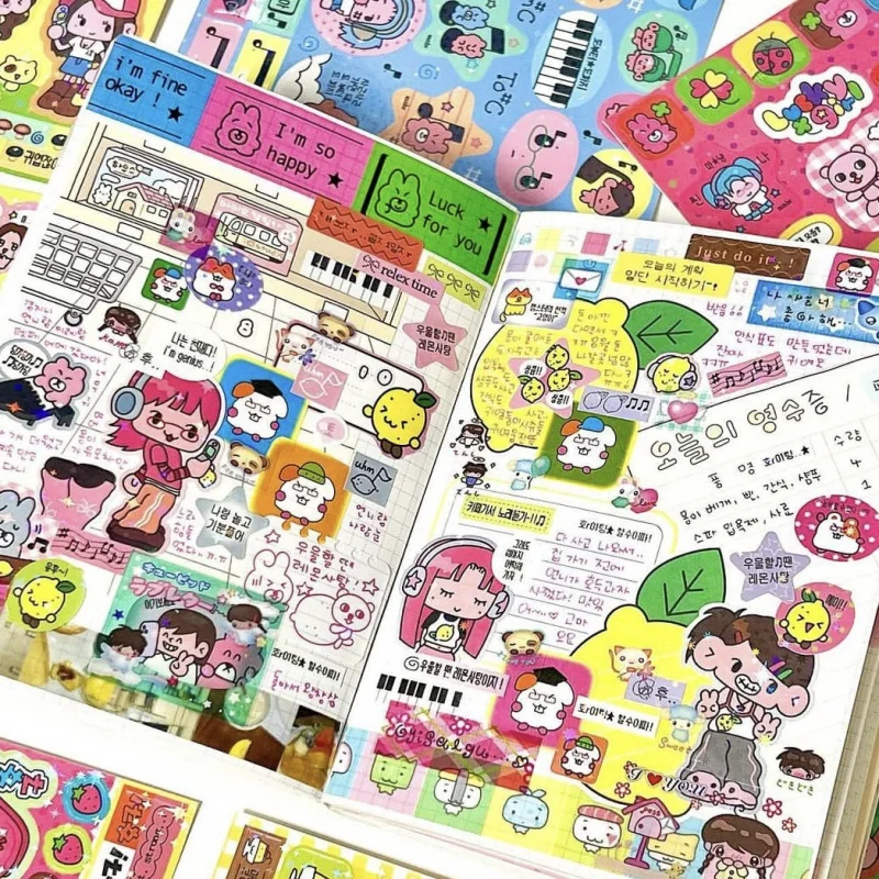 Korea Cute Bad Girl Cartoon Character Sticker Hand Account Notebook Diary Planner Scrapbook Stationery DIY Decorative Stickers