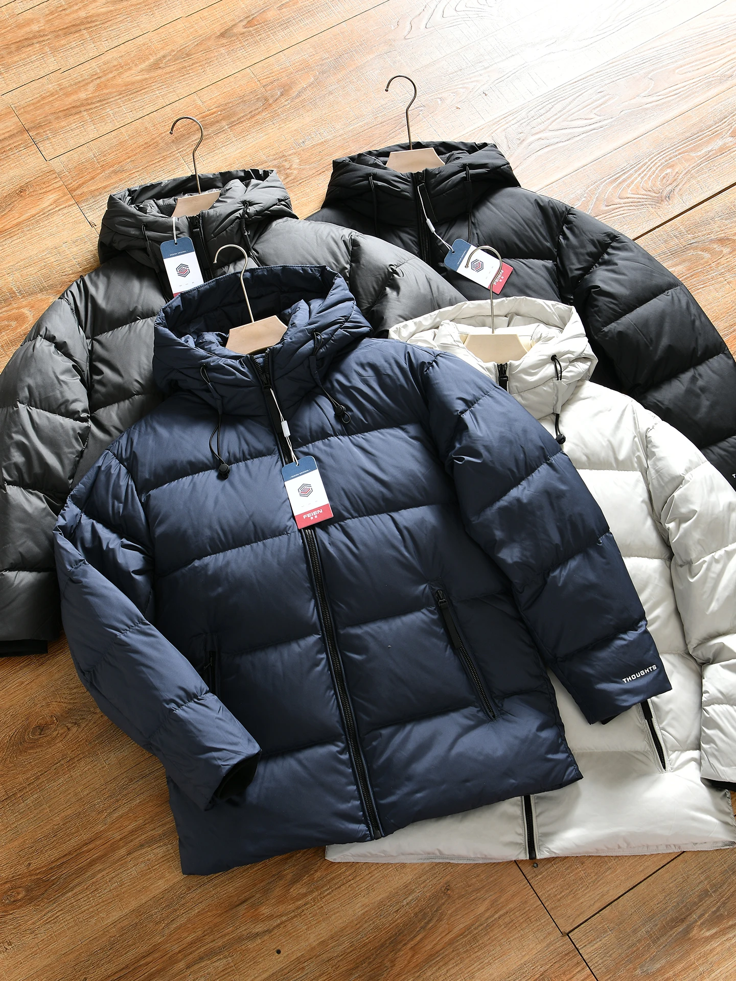 

Men's Casual Goose down Jacket Hooded Outdoor Windproof Warm Polyester Fiber Regular Fit Long Sleeve Zipper Closure Color