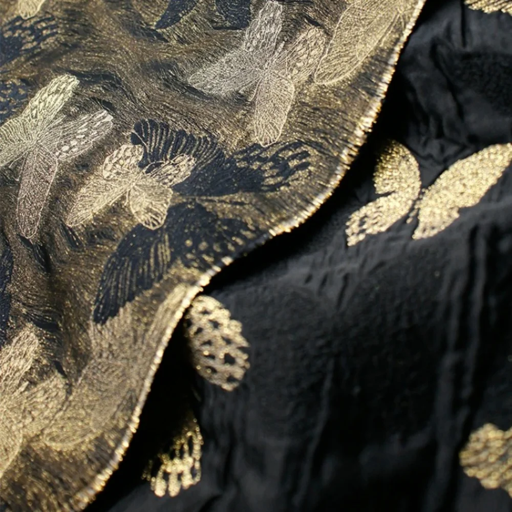

Китайский стиль, черное золото, жаккардовая ткань, платье Cheongsam, дизайнерская одежда, ткань для шитья своими руками, материал