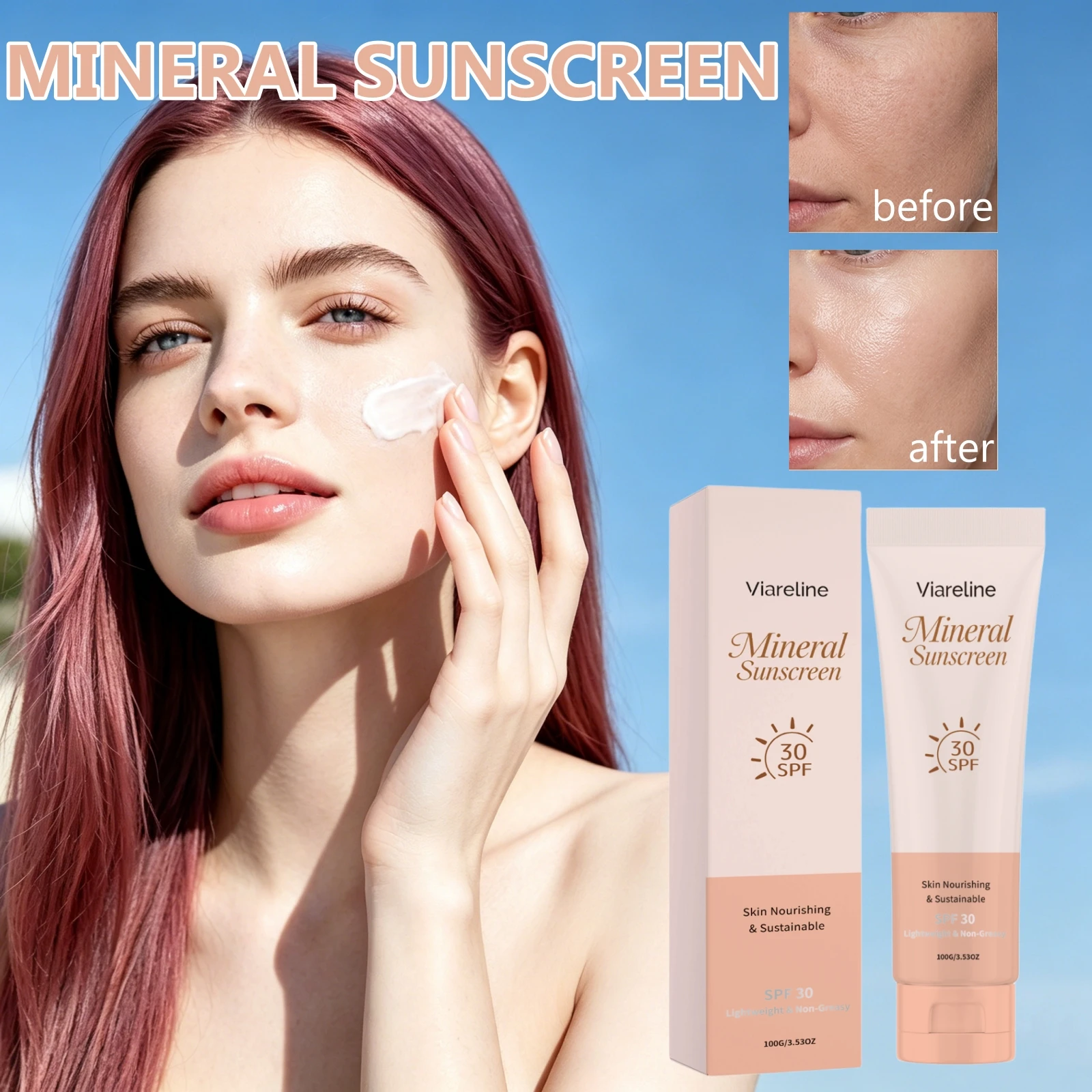 Physical Sunscreen Mineral - واقي شمس معدني واسع الطيف، مرطب،