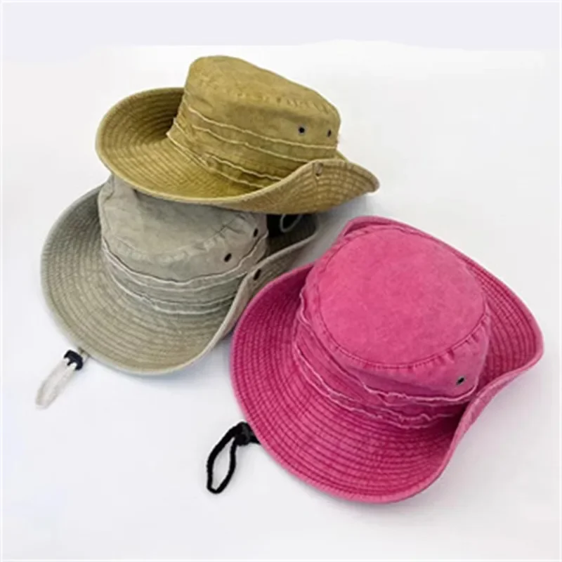 Four Seasons Cotton Solid Bucket Hat Fisherman Hat Outdoor Travel Sun Cap For Men And Women 232