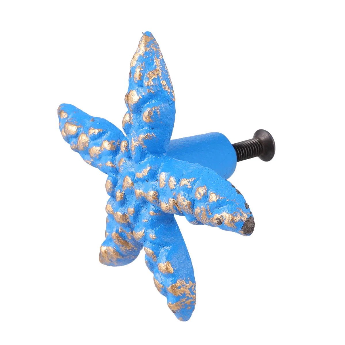 

1pc Blue Sea Star Drawer Knob Iron Retro Ocean Theme Handle For Cabinet Wardrobe Cupboard Drawer Single Hole Pull