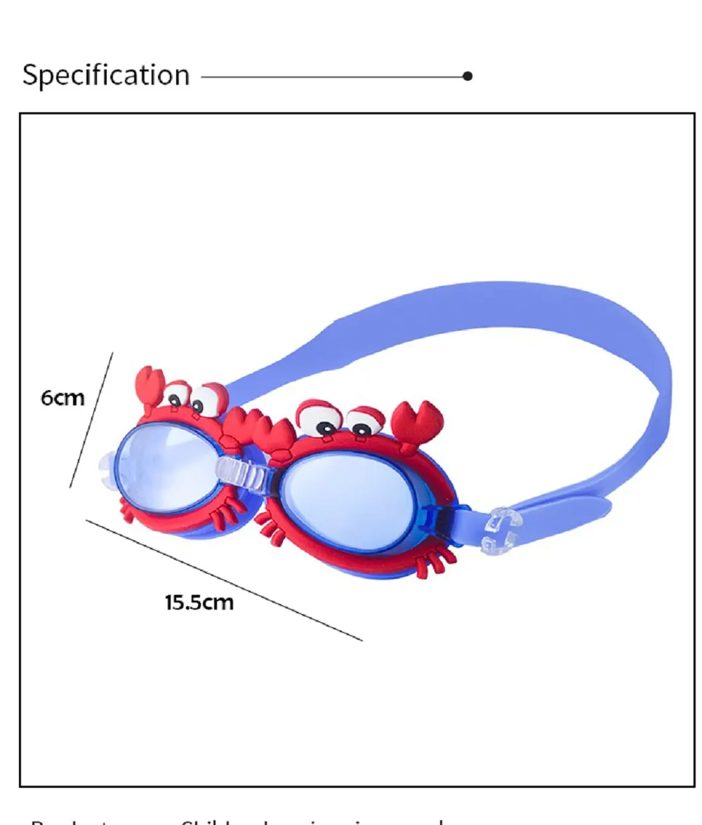 Occhiali da sub per bambini a forma di granchio rosso occhiali da nuoto per bambini occhiali regolabili antiappannamento impermeabili