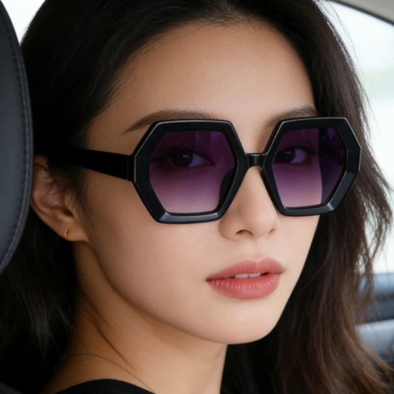

Vintage Polygonal Sunglasses Women Men Classic Big Frame Driving Glasses UV400 Cycling Hiking Travel Eyeglasses Fishing Shades