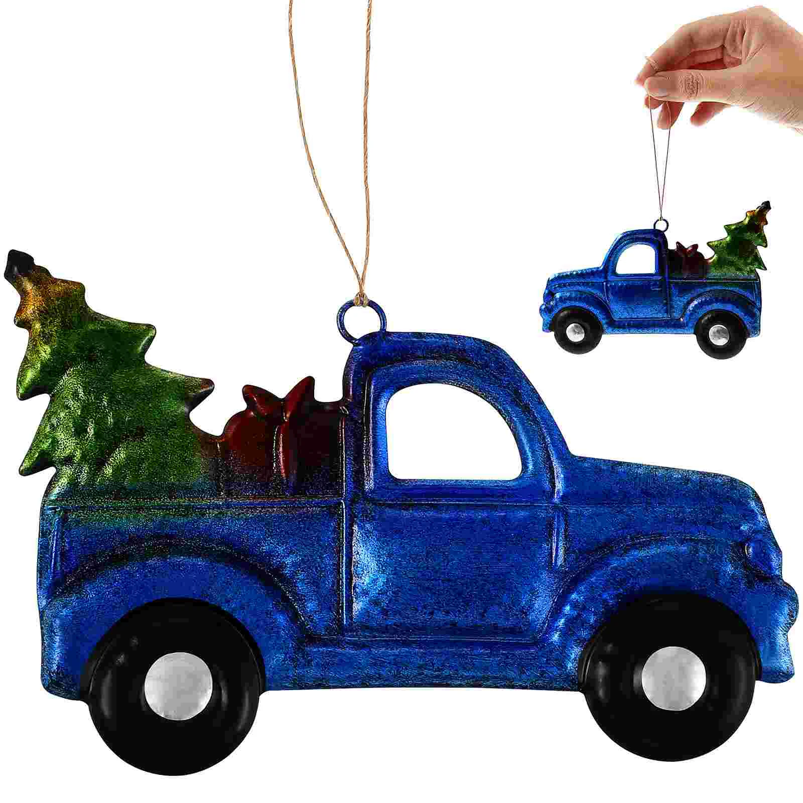 Car Ornament Blue Truck Christmas Ornaments Hanging Decorations for Tree Water Drop