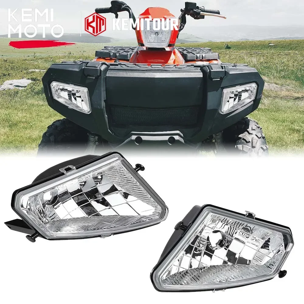 

KEMIMOTO ATV IP67 Headlights Cover Assembly Compatible with Polaris Sportsman 500 4×4 HO Touring EFI 2005-2010 Bulb not included