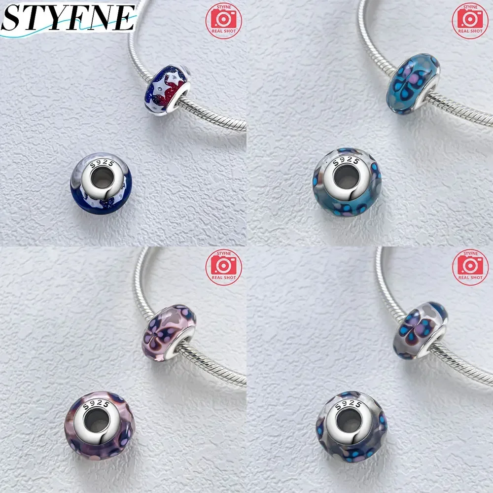 925 Sterling Silver Original Shiny New Mini Pattern Murano Turtle Rabbit Glass Beads per le donne creazione di gioielli con bracciale fai da te