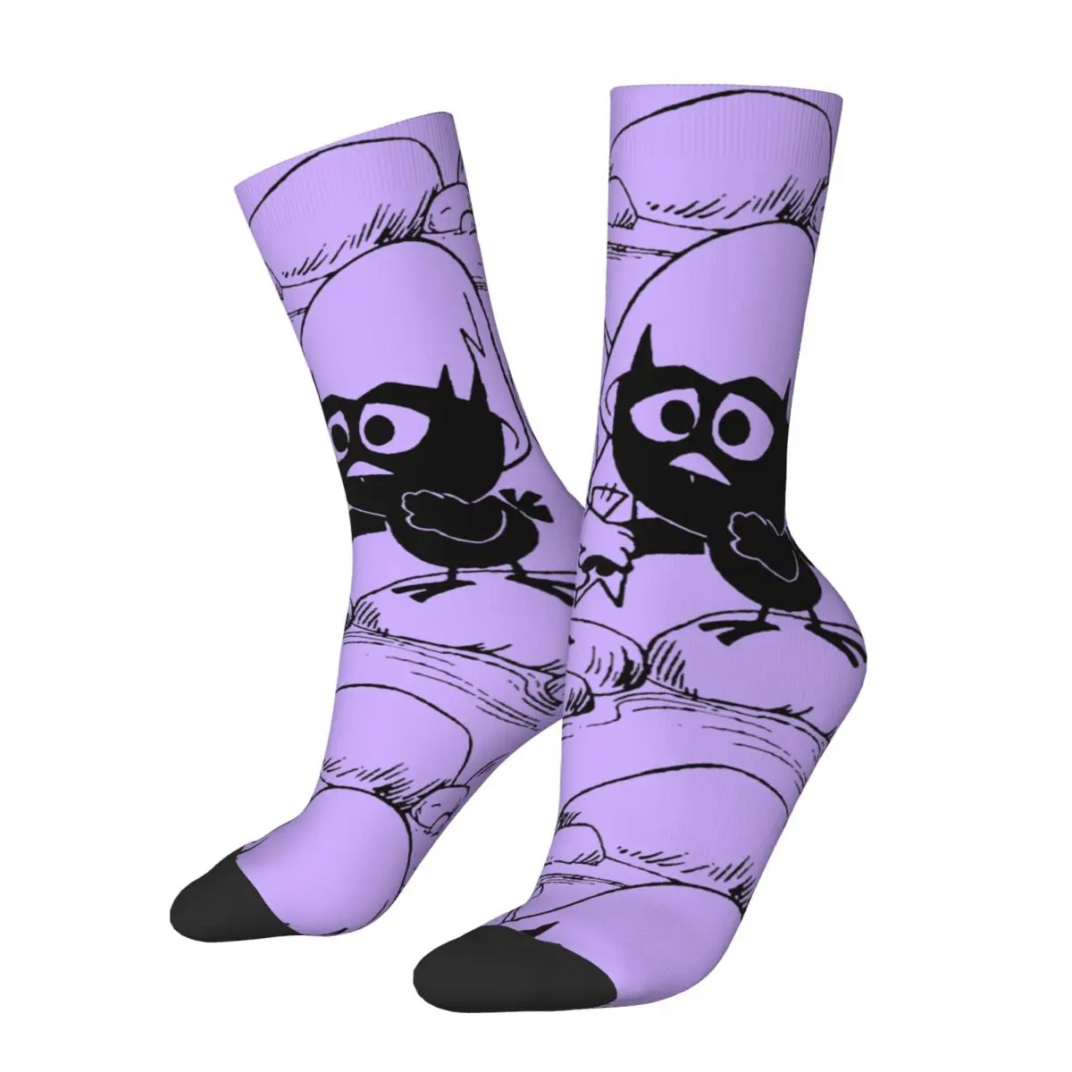 Hip-hop Priscilla And Calimero Basketball Socks Anime Cartoon Polyester Middle Tube Socks for Unisex Breathable