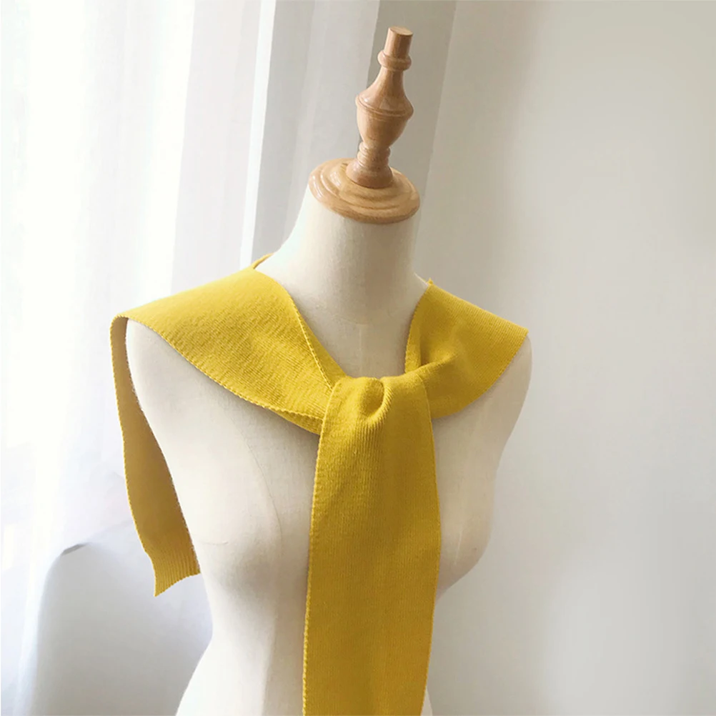 

1pc Wool Scarf Ladies Knitted Fake Collar Shawl Soft Acrylic Durable Youthful Outdoor Shopping Wool Scarf Home Yellow