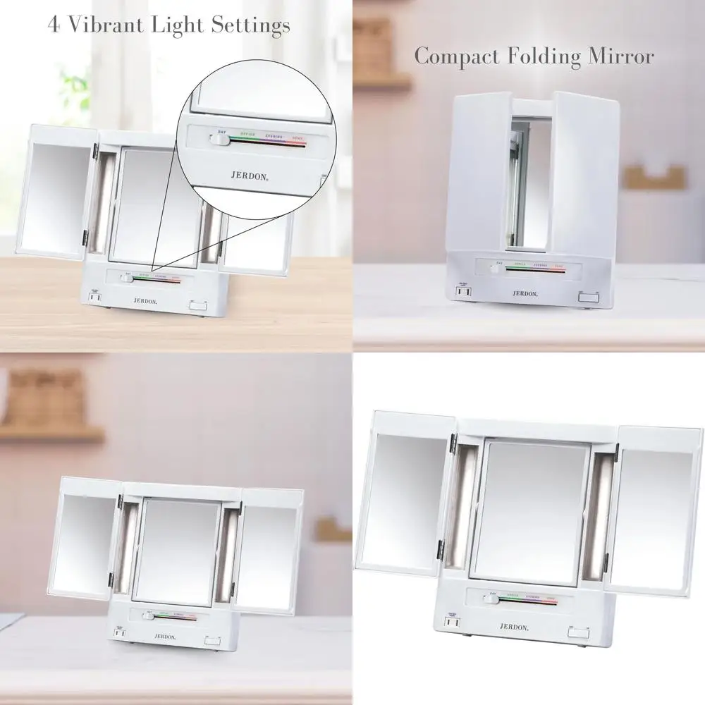

5-кратное увеличительное зеркало для макияжа с подсветкой и регулируемым освещением — белое косметическое зеркало | JGL9W