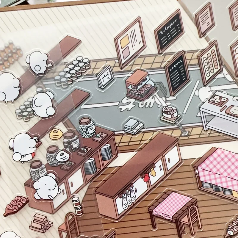 Coreano Três Dimensional Cabana Adesivos, Cena, Paisagismo Adesivos, Bonito DIY, Quiet Book Pattern