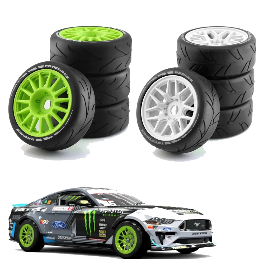 4pcs Short Course Truck Tires Wheel Wear-resistant tires 17mm Adapter For 1/8 pull WRC Feishen Ping Run GT Racing Highway