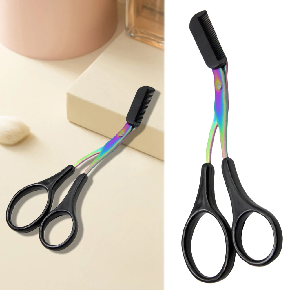 Professional Eyebrow Trimmer Scissor with Comb Eyebrow Scissors Non Slip Finger Grips Hair Removal Beauty Accessories for Women