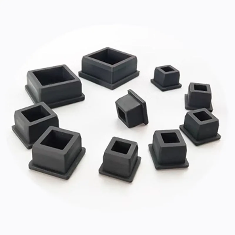 Square Silicone Rubber End Cap T Type Blanking Plug Tube Box Section Insert Seal Stopper Black White High Temperature Resistance