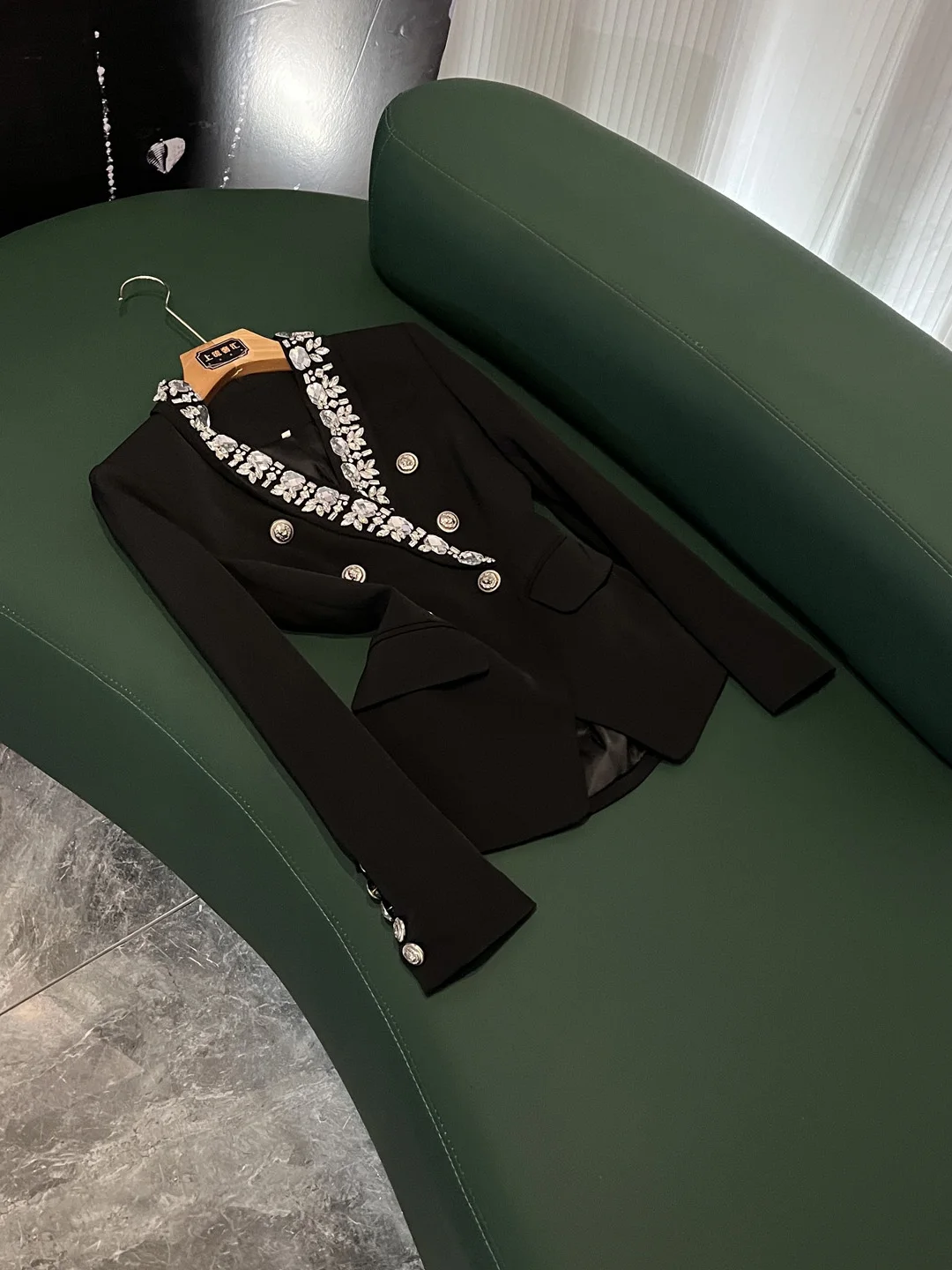 Ele Bla Slim Fit Coreano Sle Terno Feminino Pesado Embelezado Diamante A6452 Commute Vento Longo Sve Botão Duplo