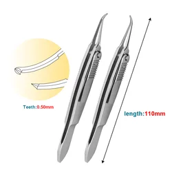 Two Type Choices Strabismus Forceps Curved Tweezers Clamp Eye Tweezers Clamp with Lock Stainless Steel Ophthalmic Eye Instrument