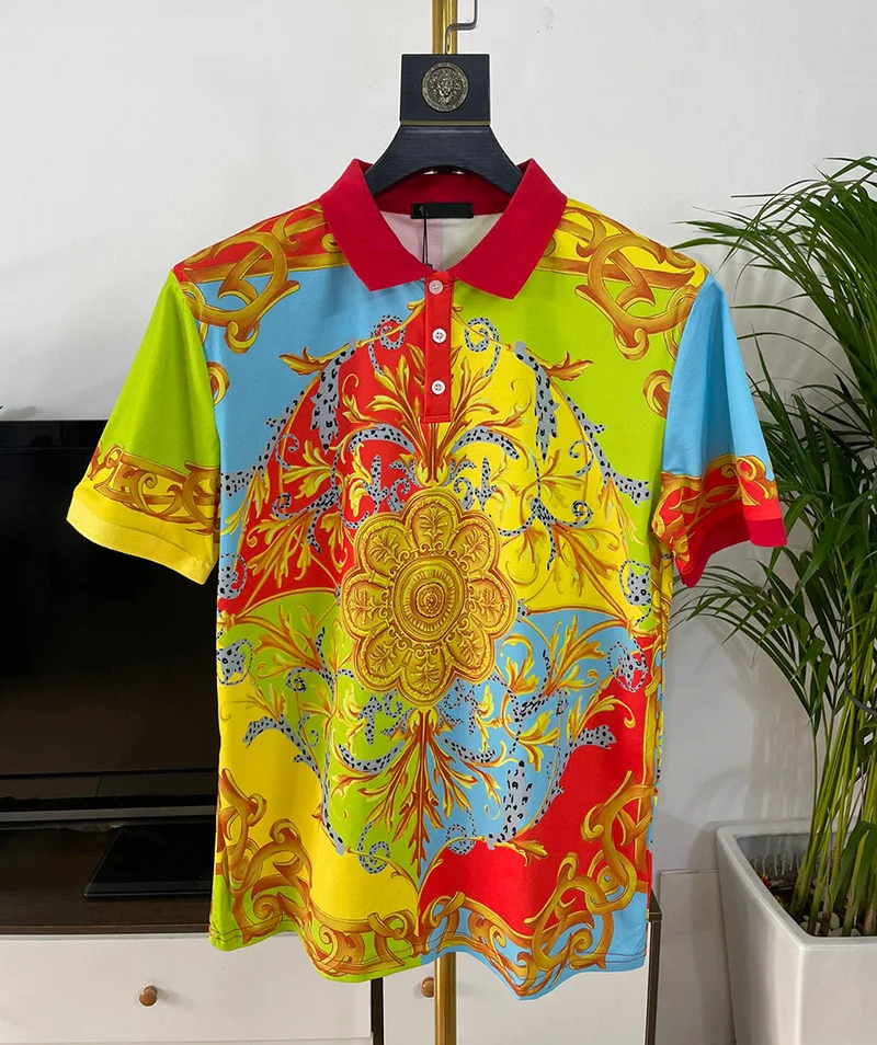 

2023 Floral Printed Polo Shirts for Men Clothing Luxury Royal Style Baroque Brand Short Sleeve Mens Casual Tops Ropa Para Hombre