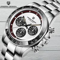 Reloj de cuarzo PAGANI DESIGN con bisel cerámico y cristal de zafiro, resistente al agua hasta 100m, reloj de acero TMI VK63 de lujo para hombre, reloj para hombre PD1676